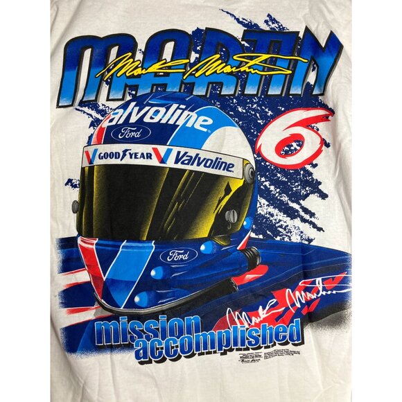 Vintage 90's Mark Martin Racing Graphic T-Shirt Men's Large Double Sided - Picture 5 of 8